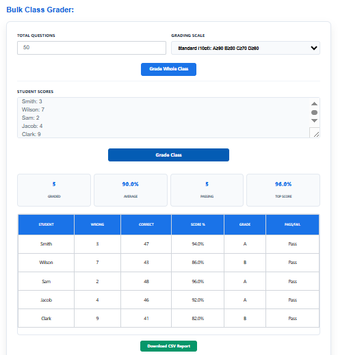 batch class grading calculator