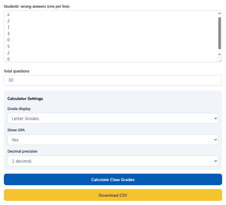 how to use class grader calculator