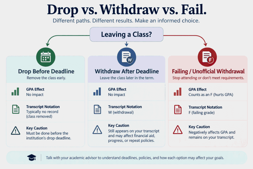 drop vs. withdraw from class: what Is the difference