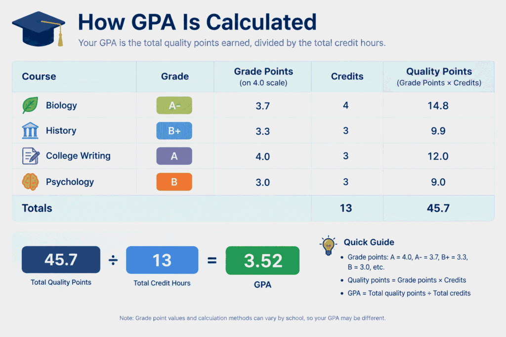 an image showing how to calcuate GPA correctly